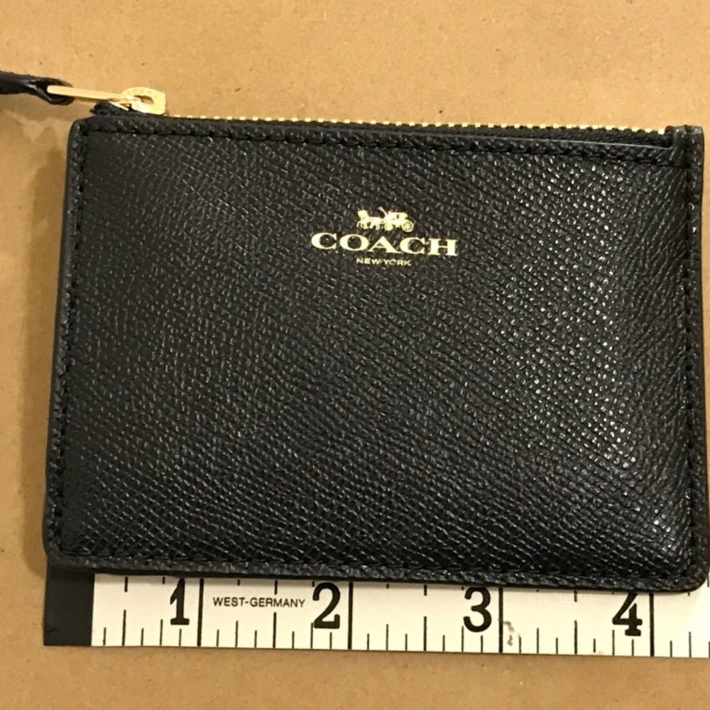 Coach Black Leather Skinny ID w/ Key Ring NWT